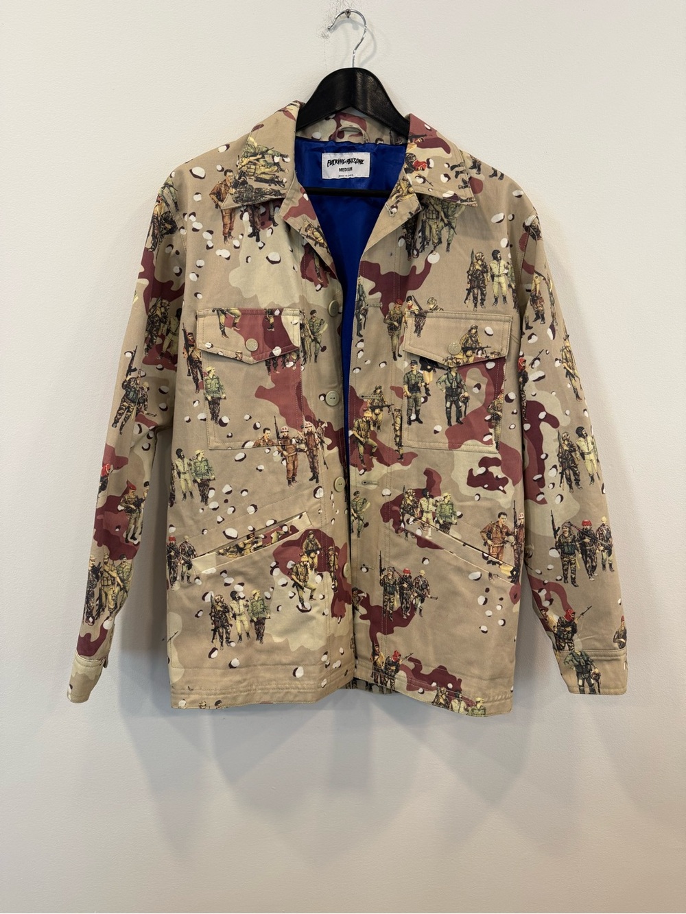FA Beige Camo Military Field Jacket with Red Accents